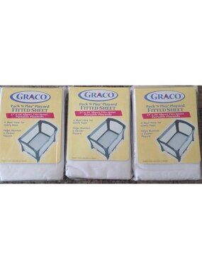 Graco Pack N Play Playard 27" x 39" fitted sheets Set Of 3, White